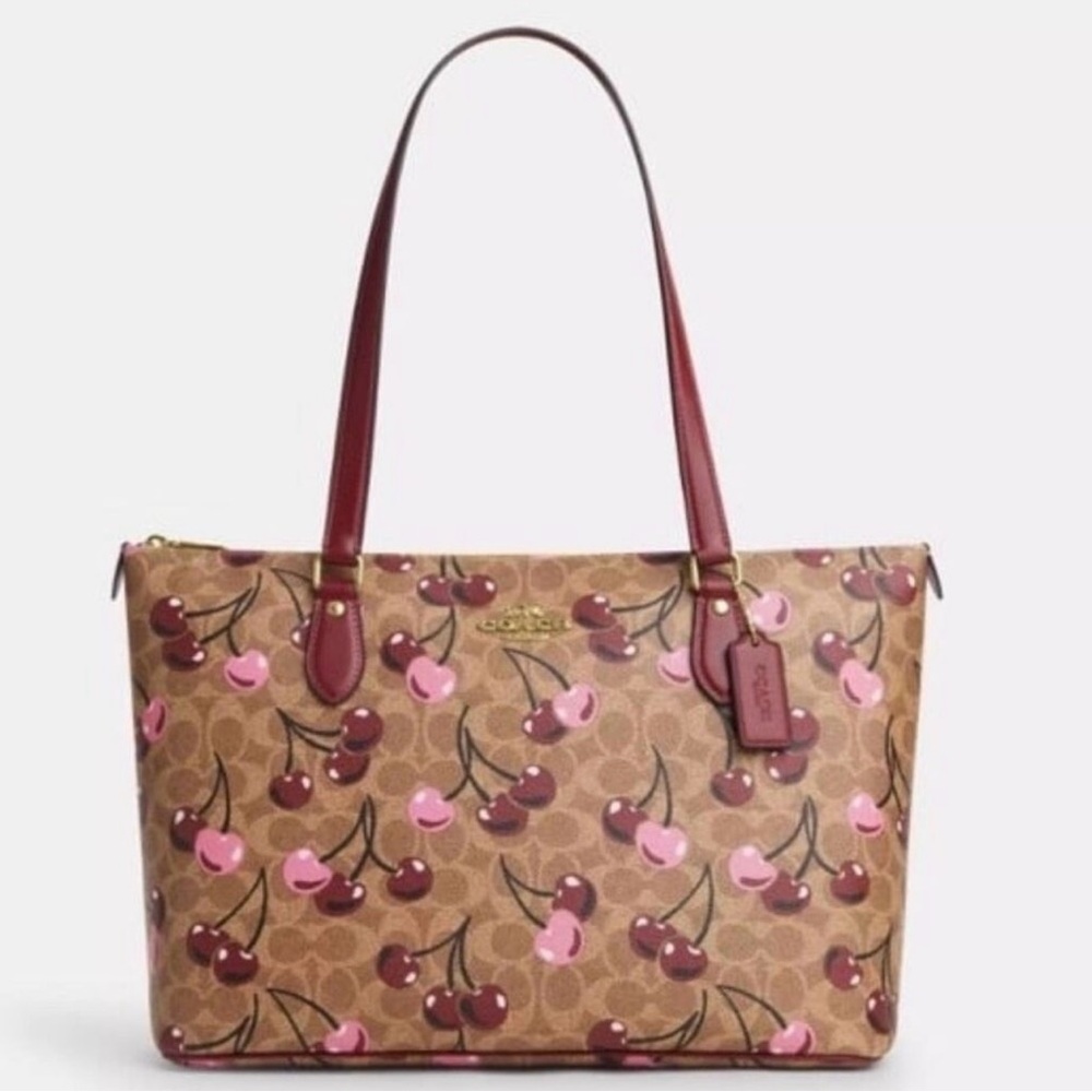 Coach Brown and Red Tote Bag with Classic Design